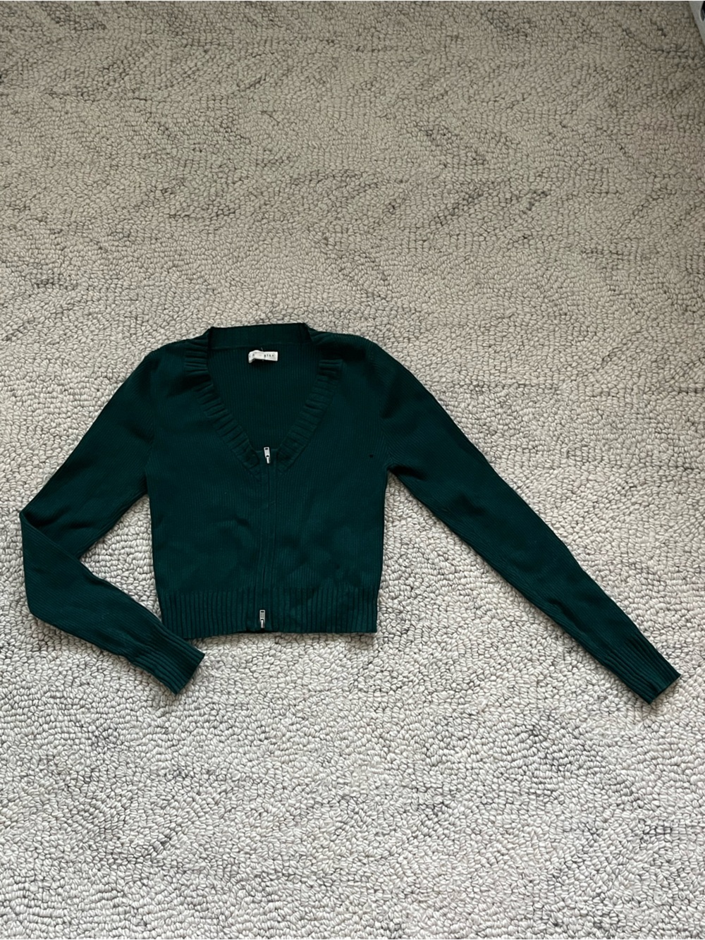 PacSun Deep Teal V-Neck Ribbed Cropped Sweater Size XS